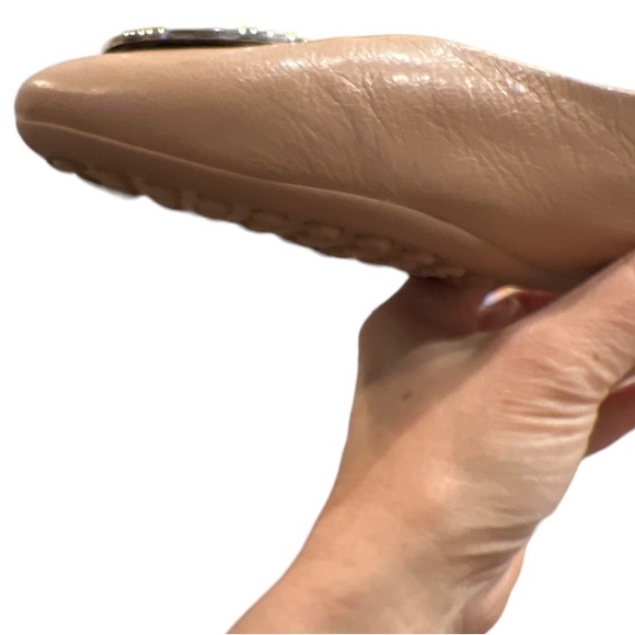 Tory Burch Claire ballet flats shoes almond silver & gold metal medallion 8 - Picture 6 of 7